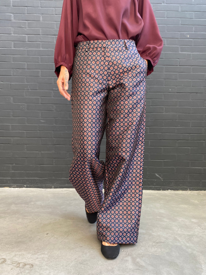 Pantalone largo in tessuto jacquard
