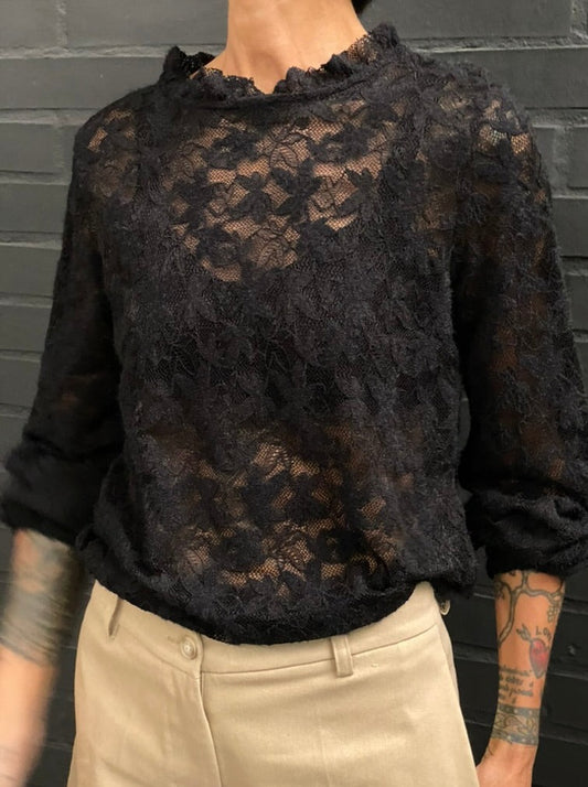 Lace blouse with ruffles