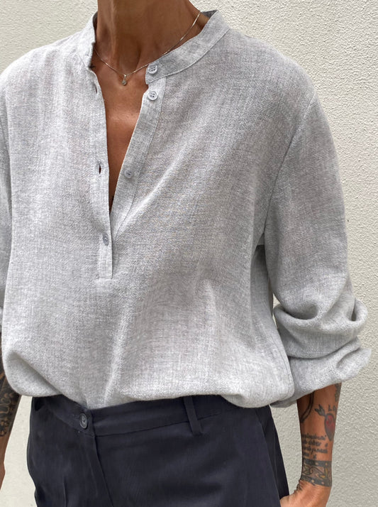 Henley shirt in wool gauze