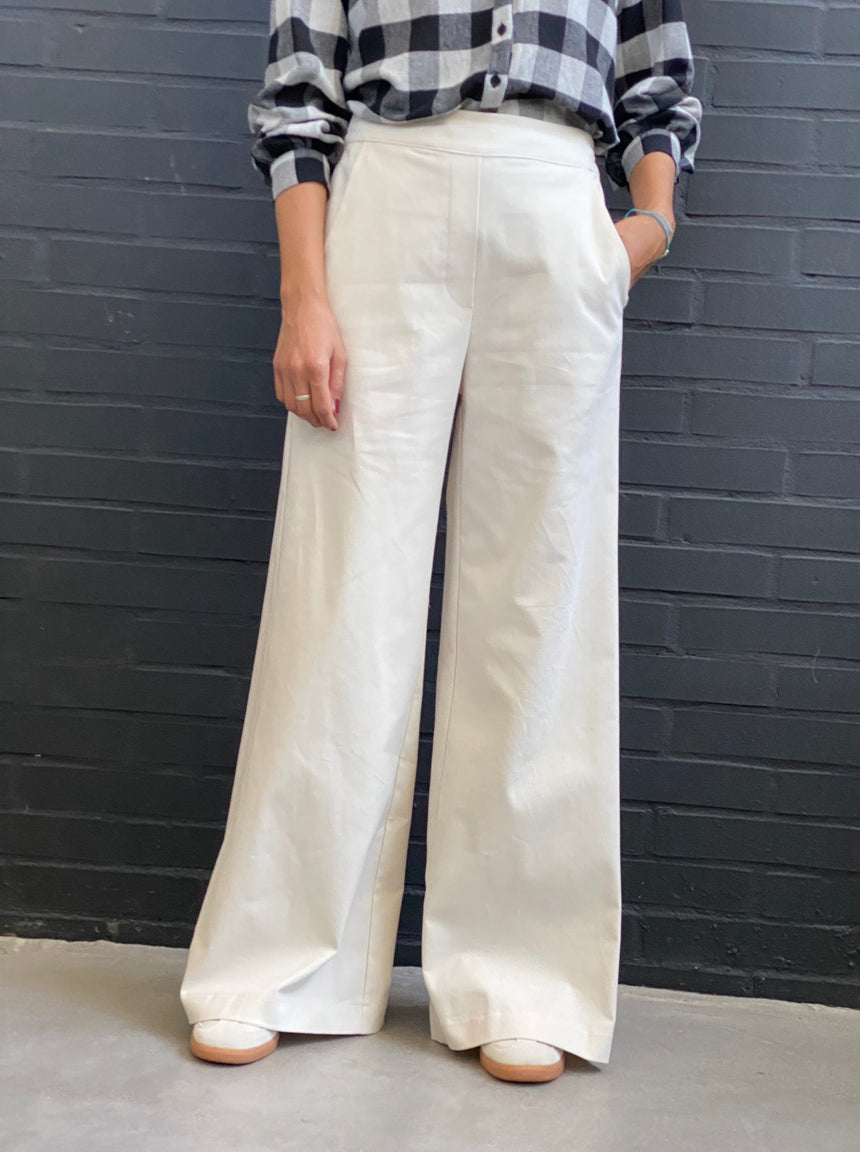 Palazzo trousers in cotton twill