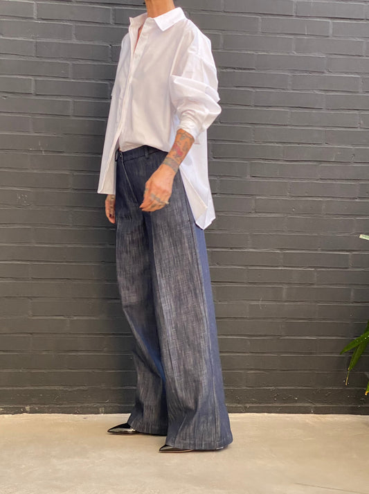 Denim palazzo trousers