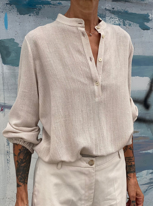 Henley shirt in wool gauze