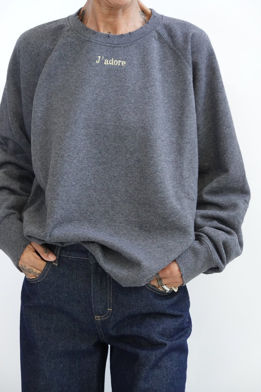 Felpa raglan con ricamo J'ADORE