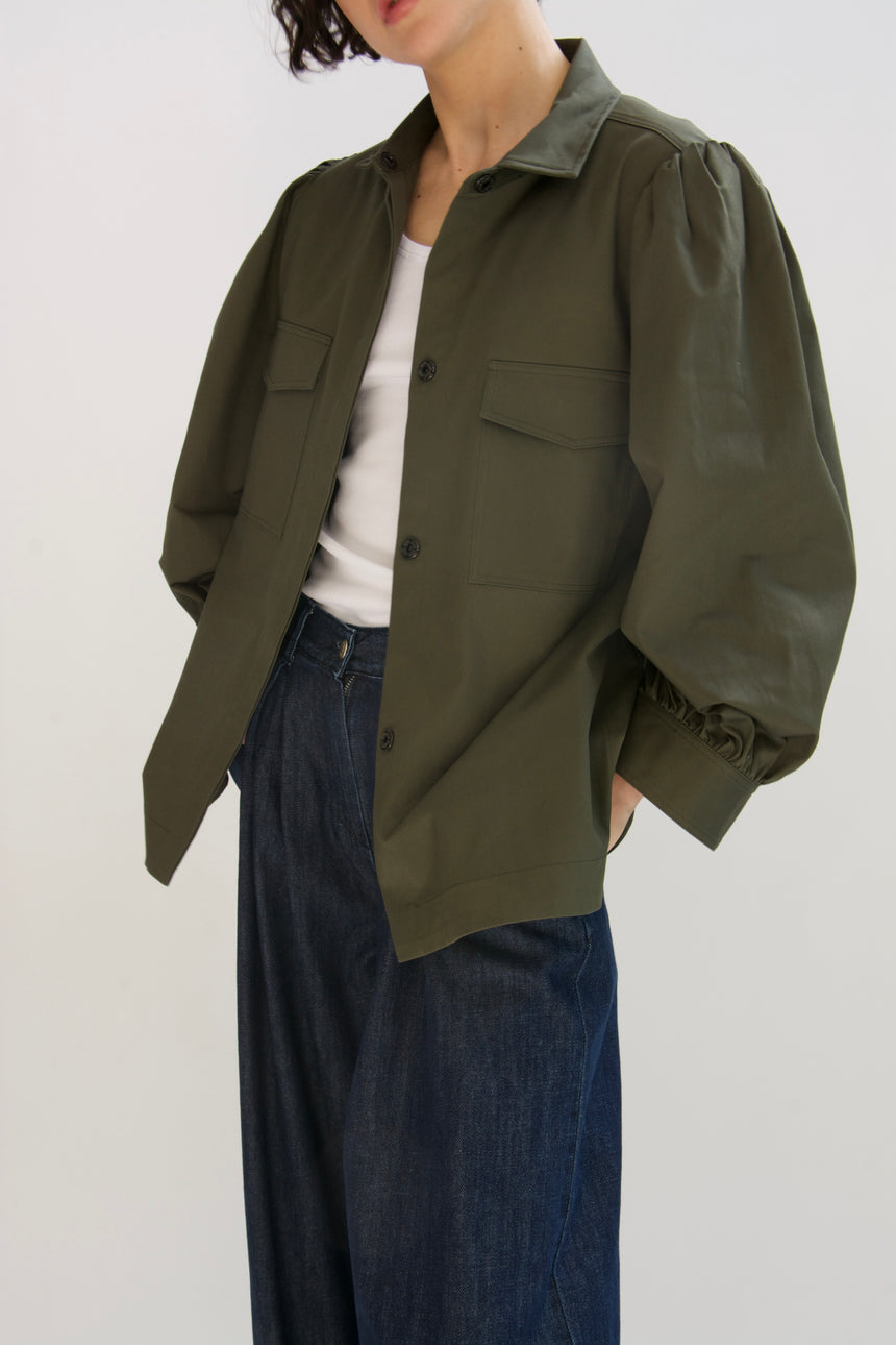 Overshirt con arriccio sulla spalla