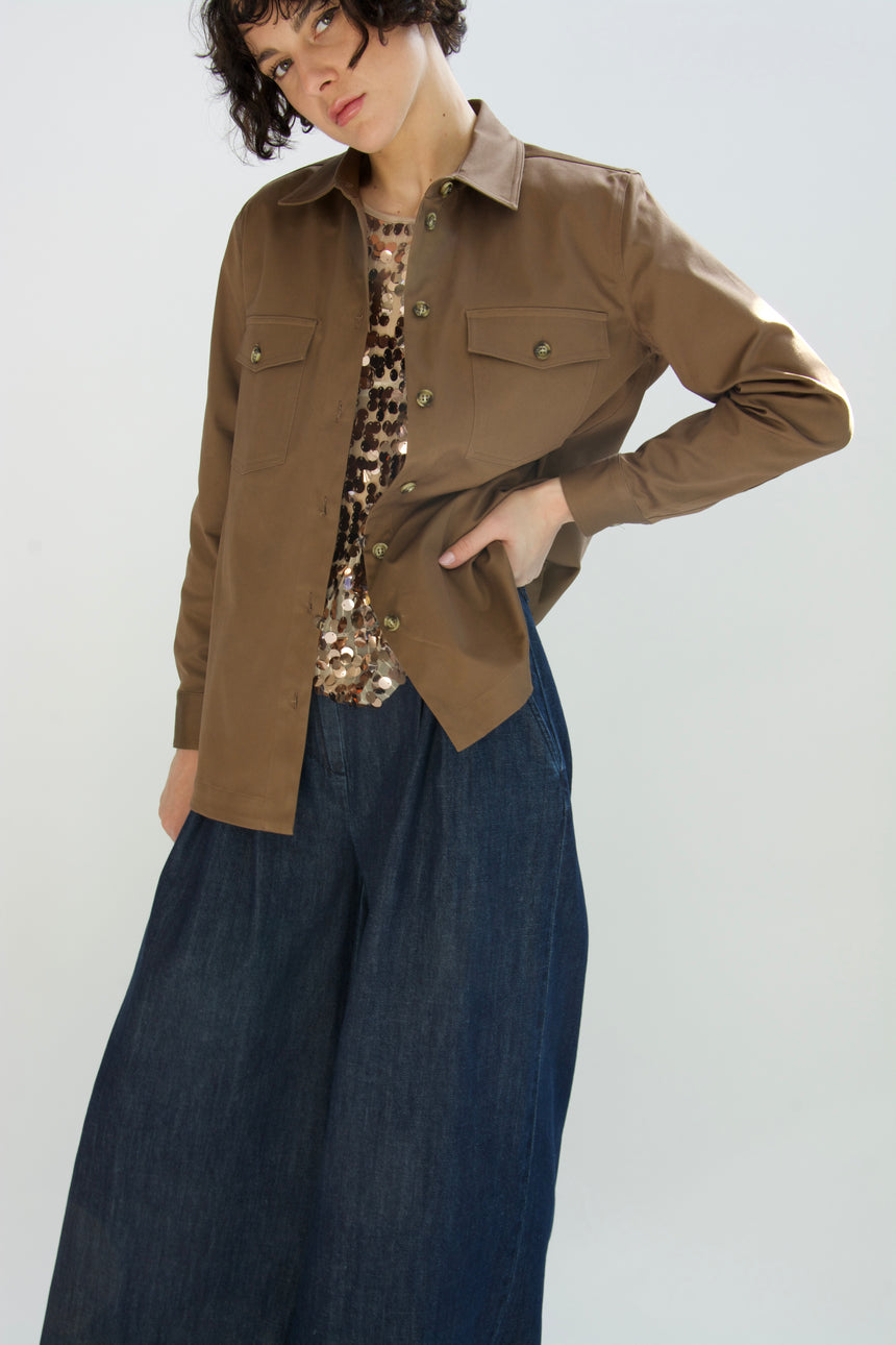 Stretch cotton overshirt