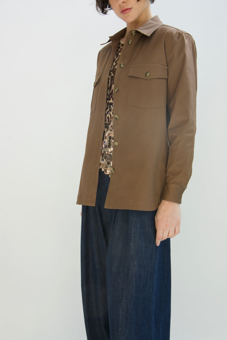 Stretch cotton overshirt