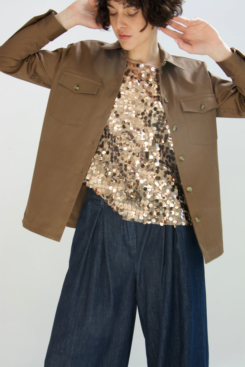 Stretch cotton overshirt