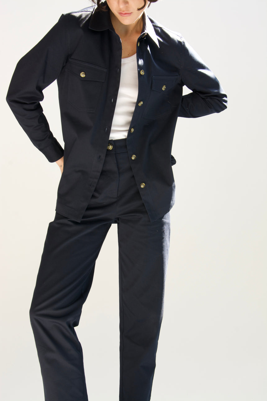 Stretch cotton overshirt