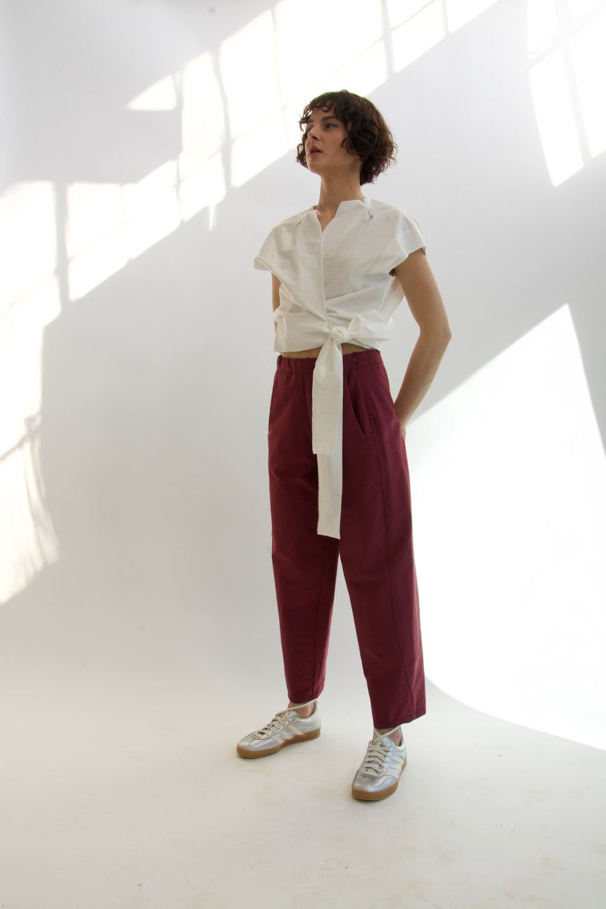 Balloon pants in crinkle cotton