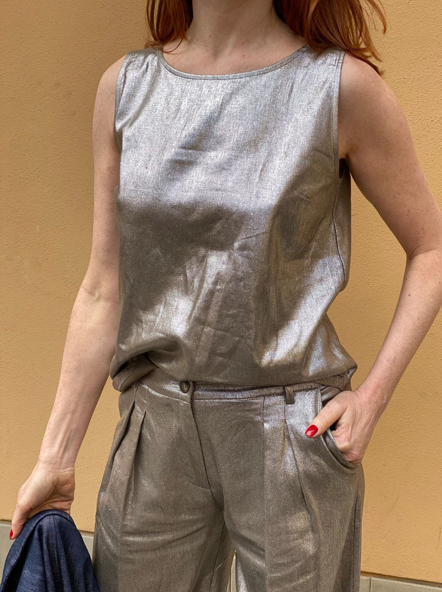 Coated linen tank top