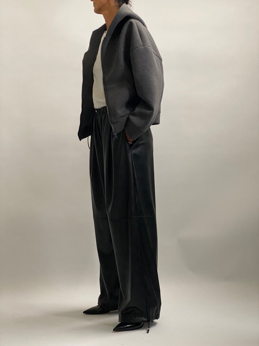 Eco-leather pants with drawstring