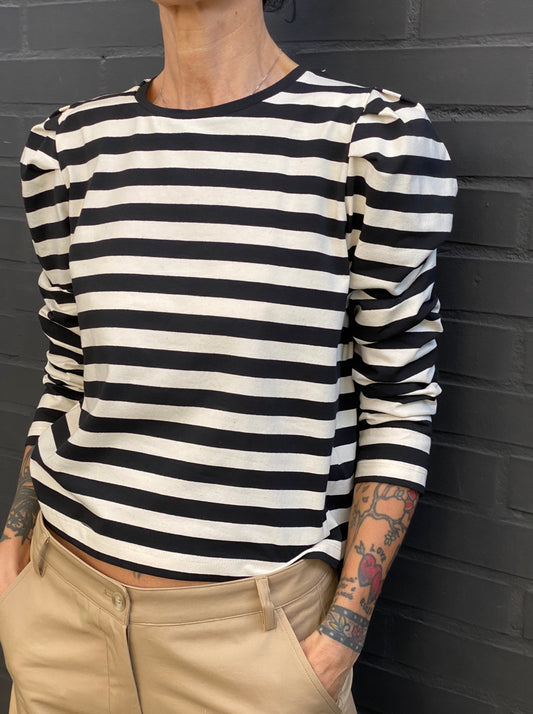 Long sleeve striped t-shirt with puff