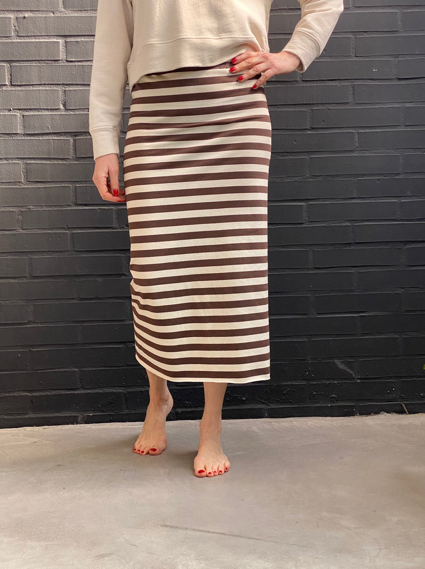 Striped cotton pencil skirt