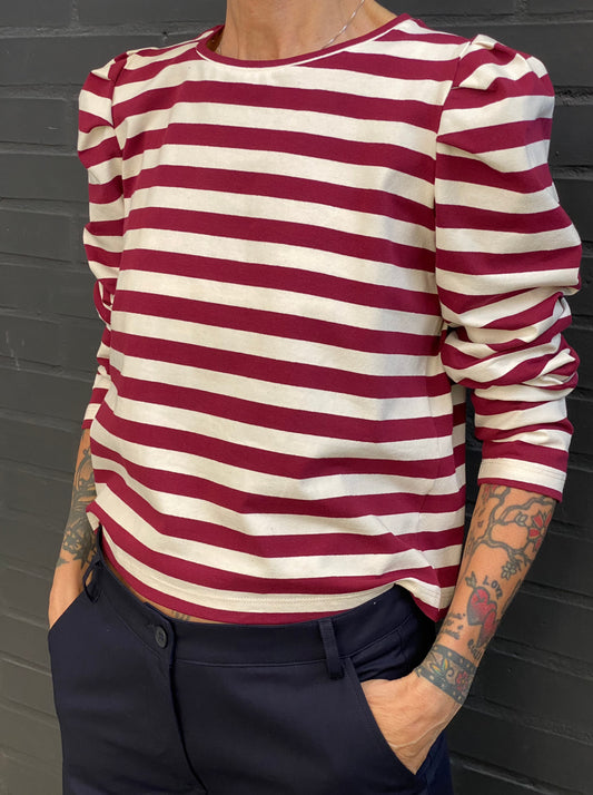 Long sleeve striped t-shirt with puff