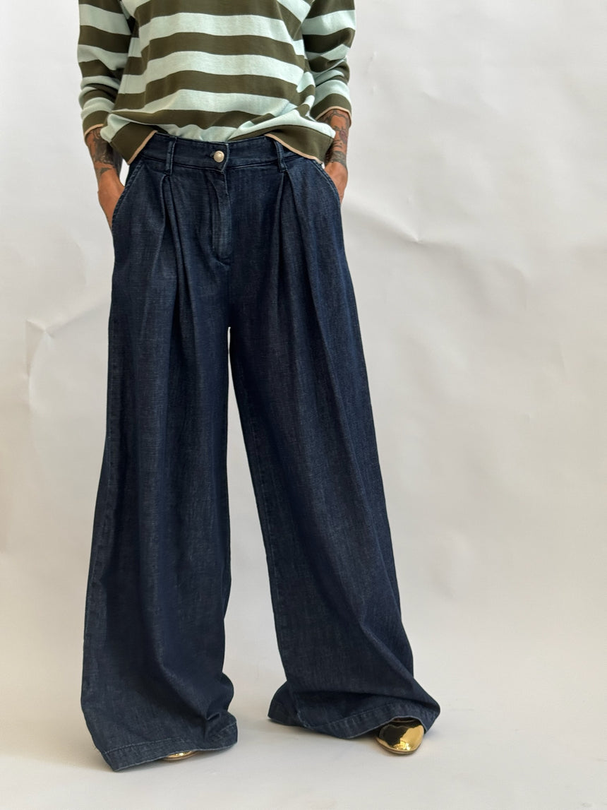 Pantalone con Pinces in denim