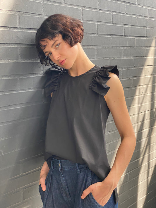 Camicia smanicata in cotone leggero