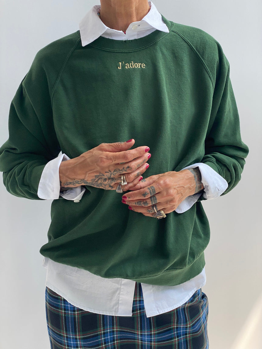 Felpa raglan con ricamo J'ADORE