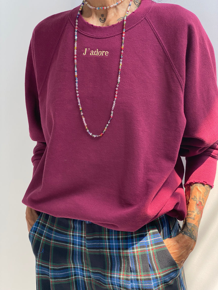Felpa raglan con ricamo J'ADORE
