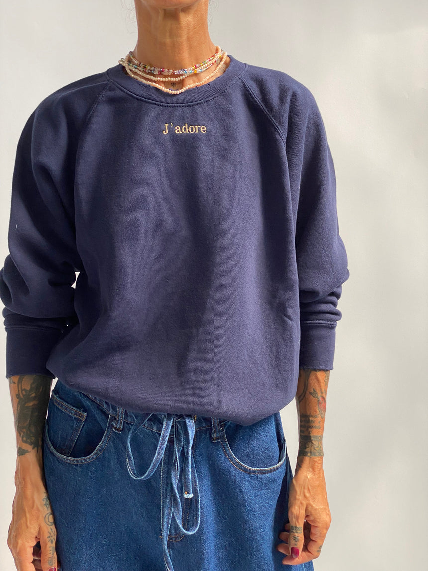 Felpa raglan con ricamo J'ADORE