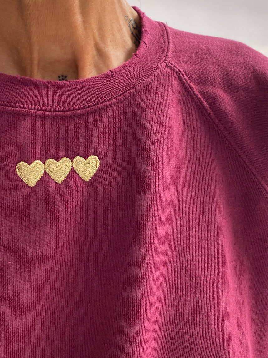 Felpa raglan con ricamo CUORI