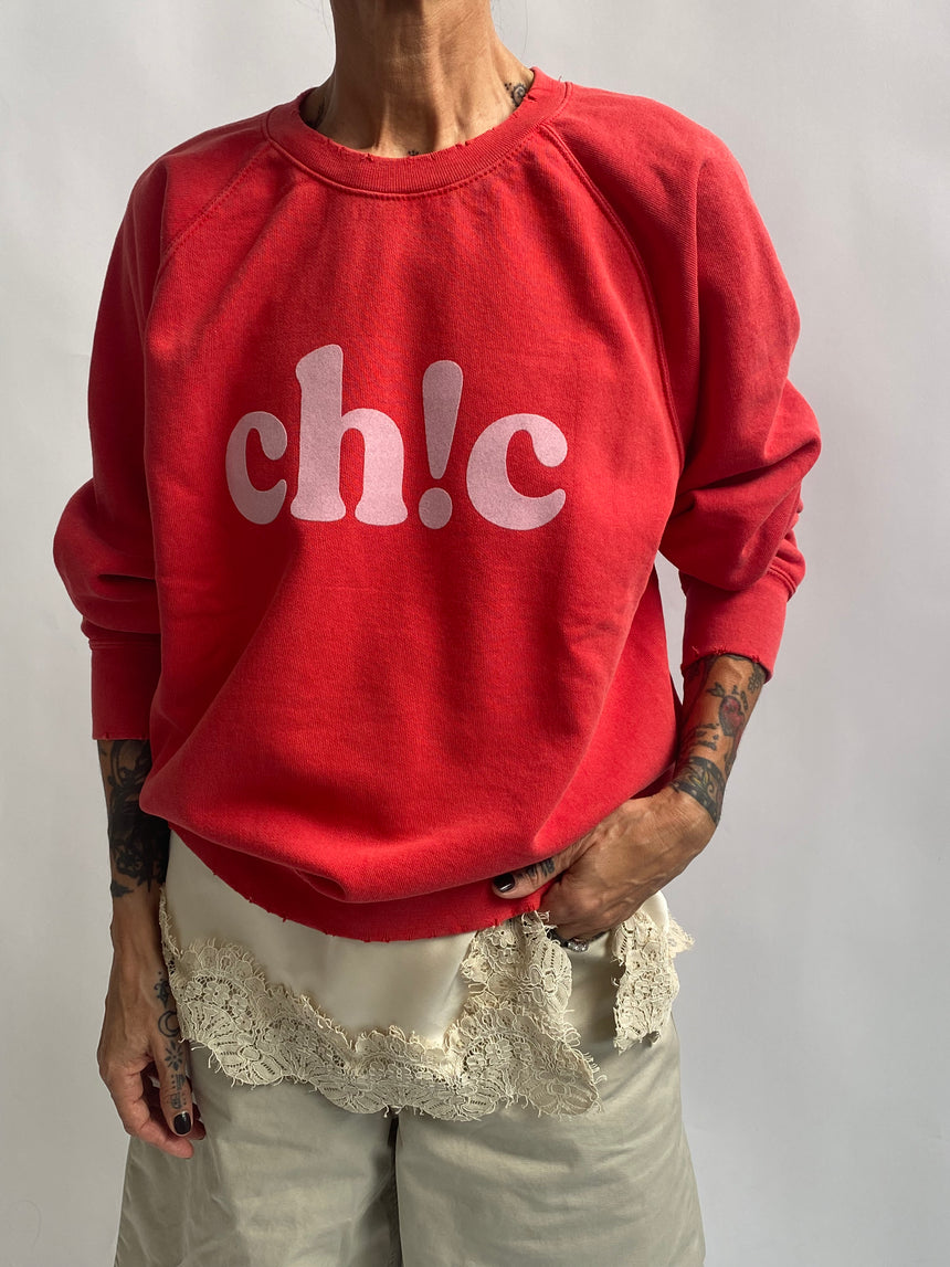 Felpa girocollo con stampa floc