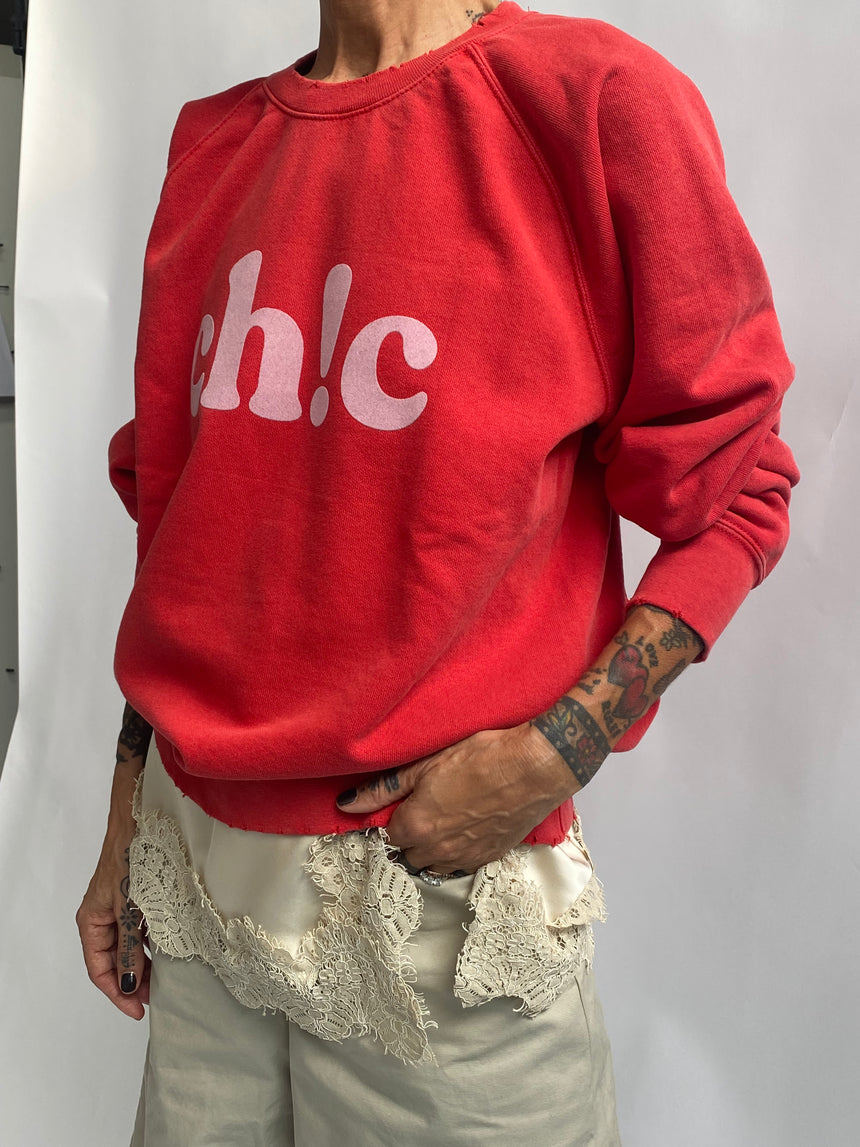 Felpa girocollo con stampa floc