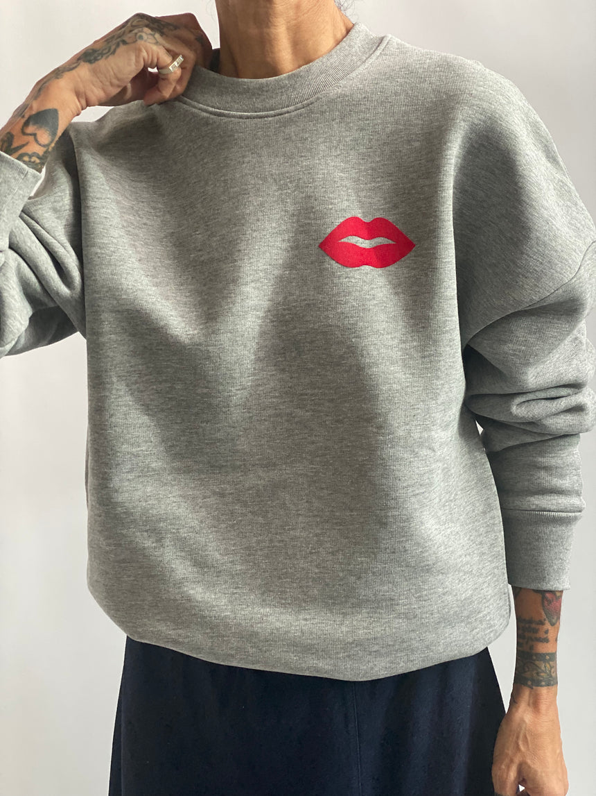 Felpa girocollo con stampa floc