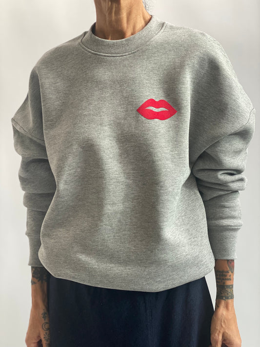 Felpa girocollo con stampa floc