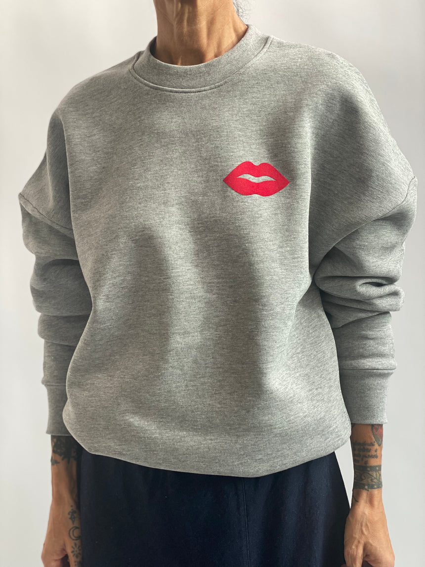 Felpa girocollo con stampa floc