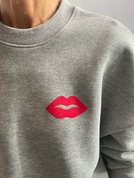 Felpa girocollo con stampa floc