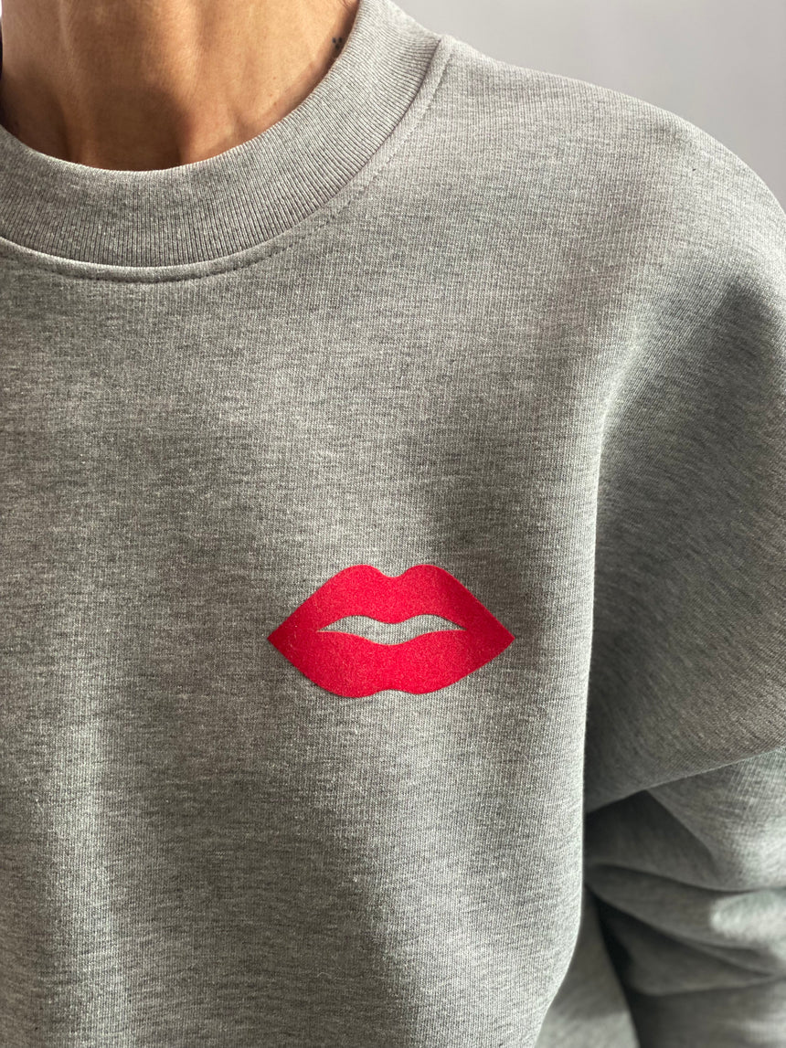 Felpa girocollo con stampa floc