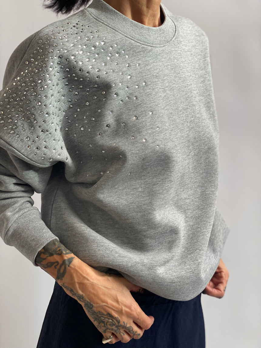 Felpa girocollo con strass