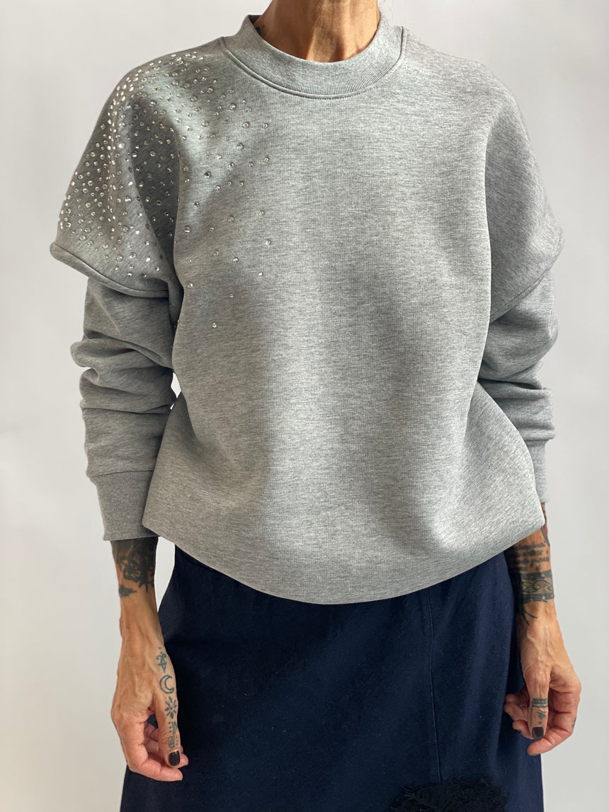 Felpa girocollo con strass