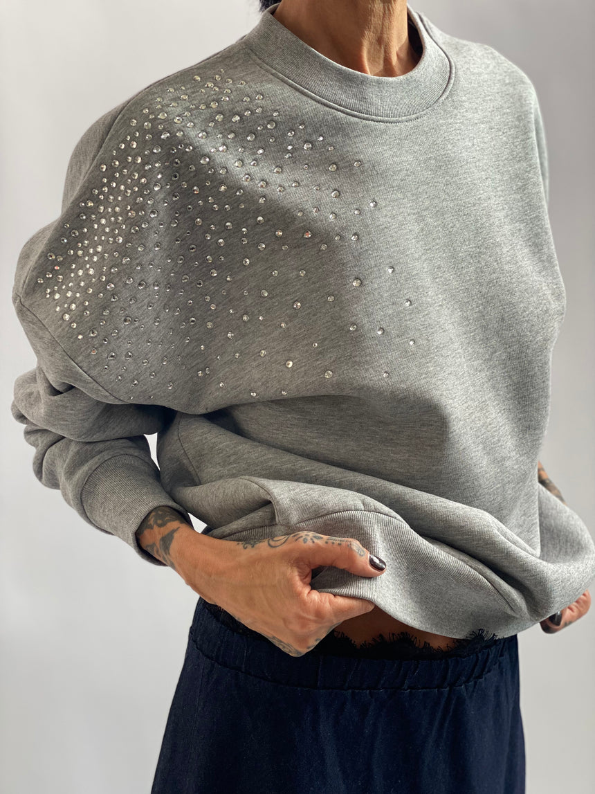 Felpa girocollo con strass
