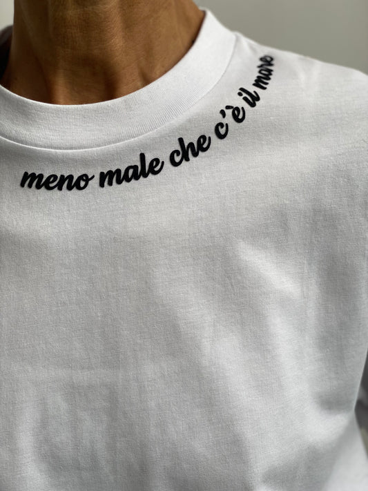 T-shirt girocollo spalla scesa con stampa floc