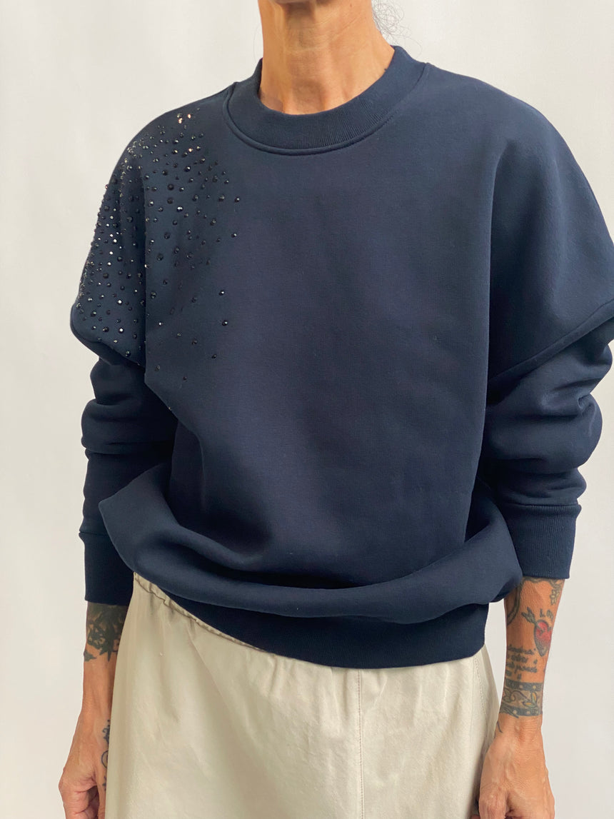 Felpa girocollo con strass