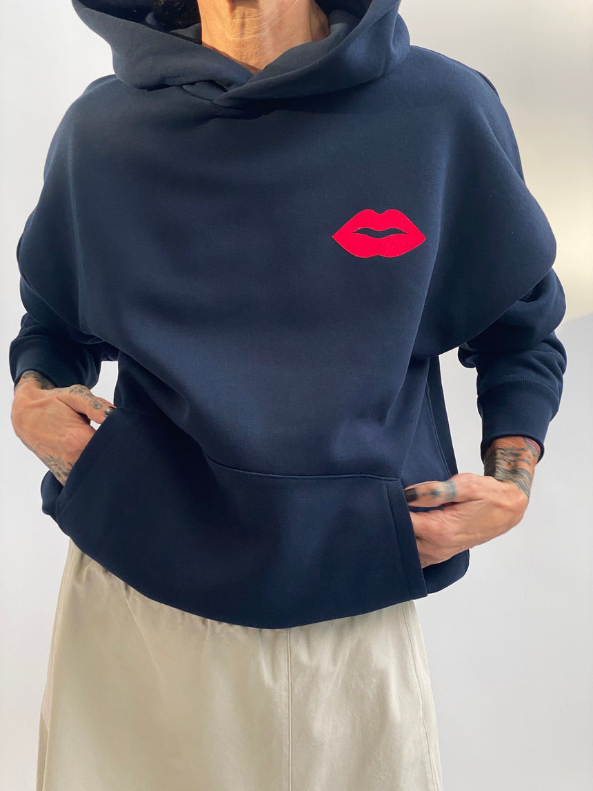 Felpa cappuccio con stampa floc