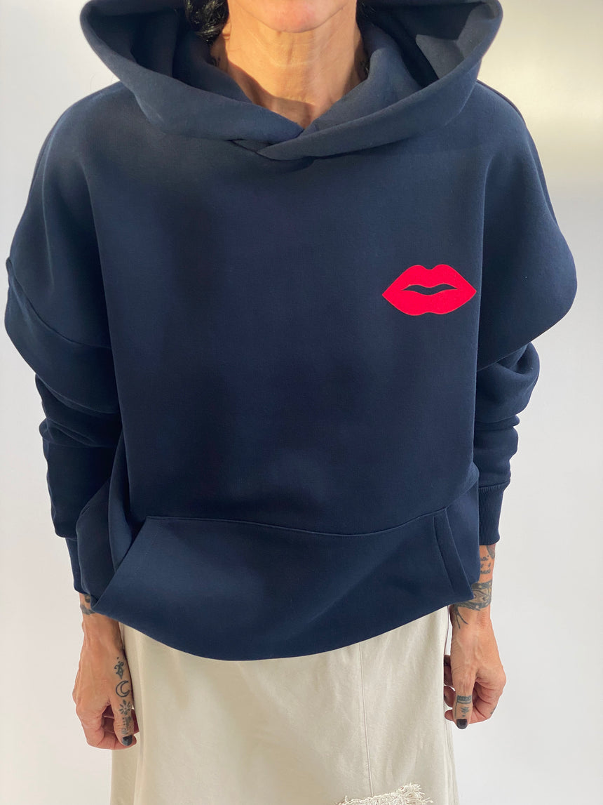 Felpa cappuccio con stampa floc