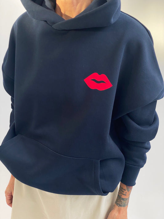 Felpa cappuccio con stampa floc