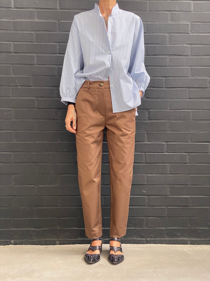 Tube trousers in stretch cotton