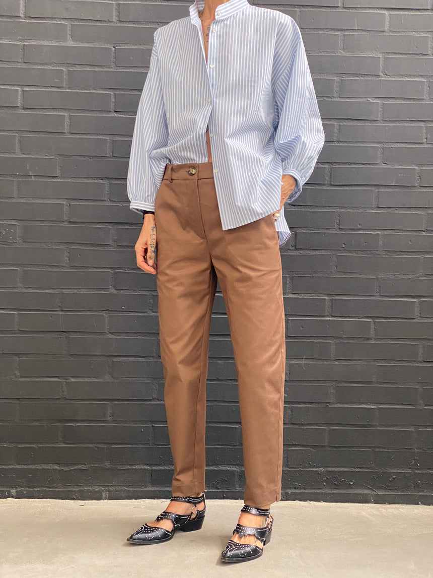 Tube trousers in stretch cotton