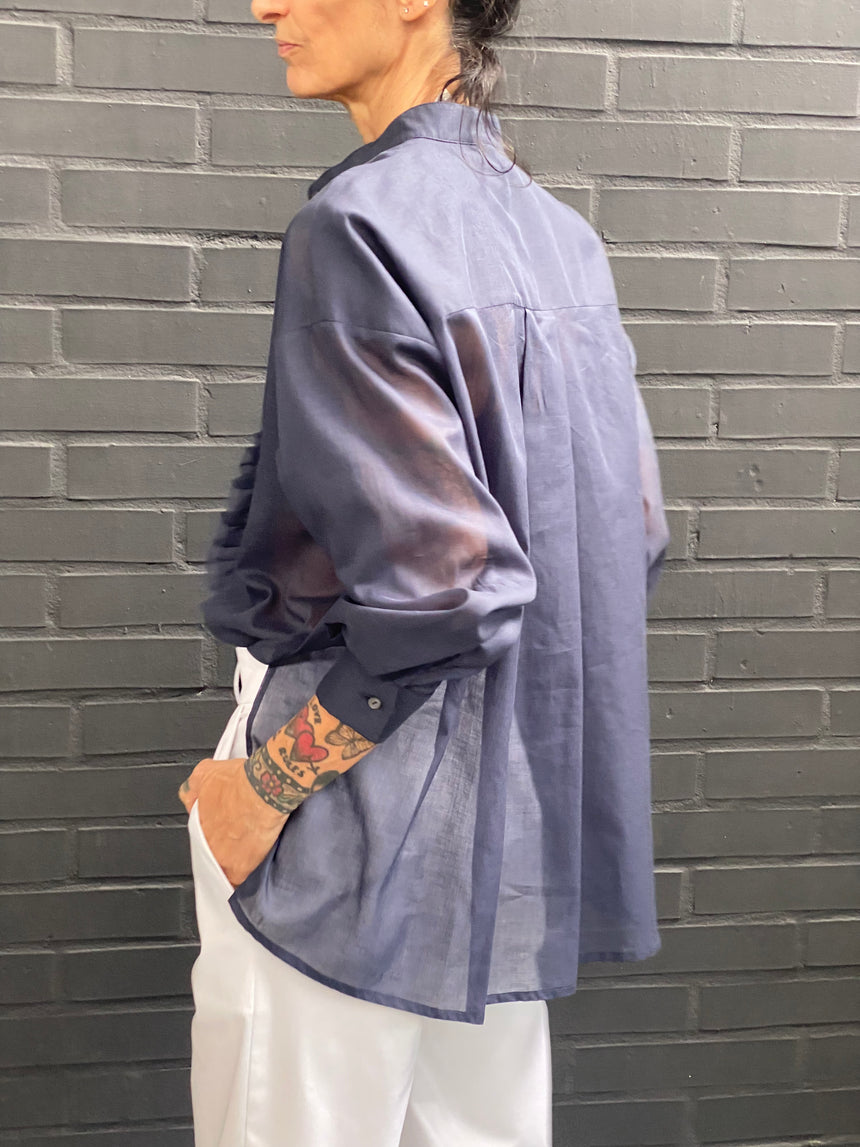 Camicia  in mussola con doppia frappa