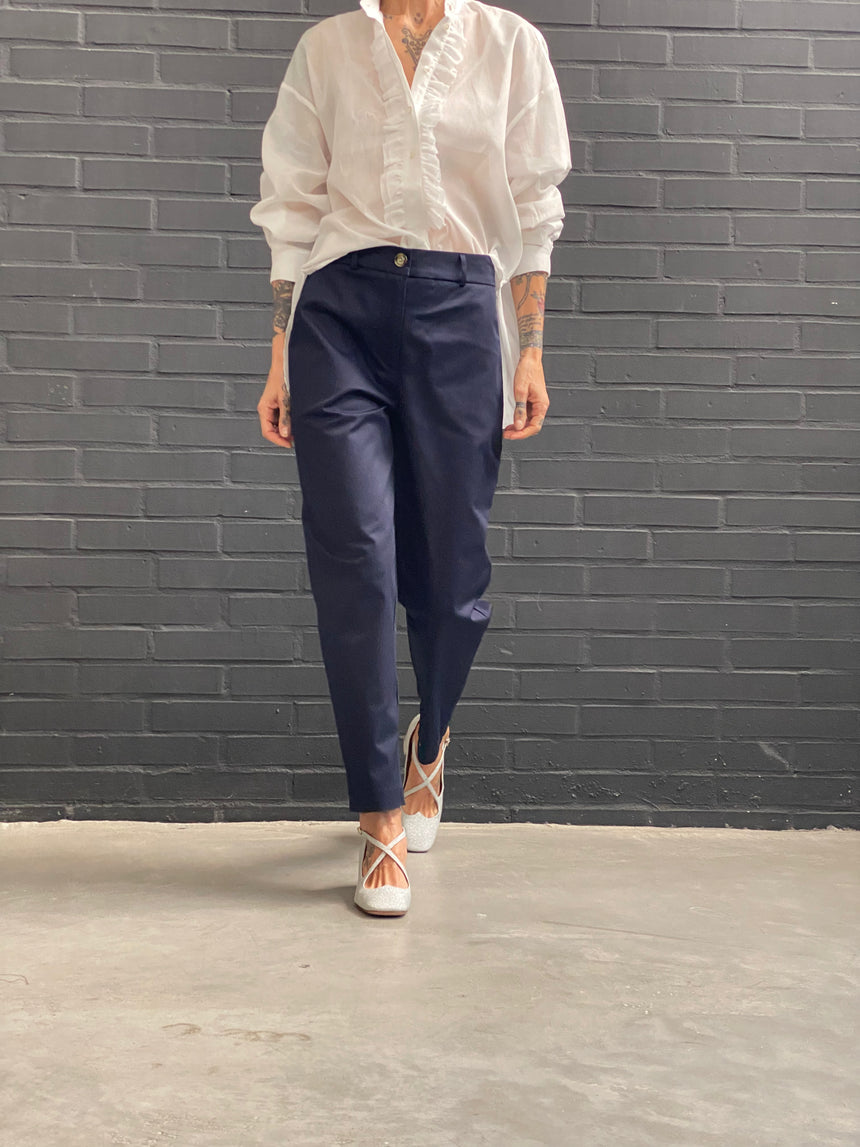 Tube trousers in stretch cotton