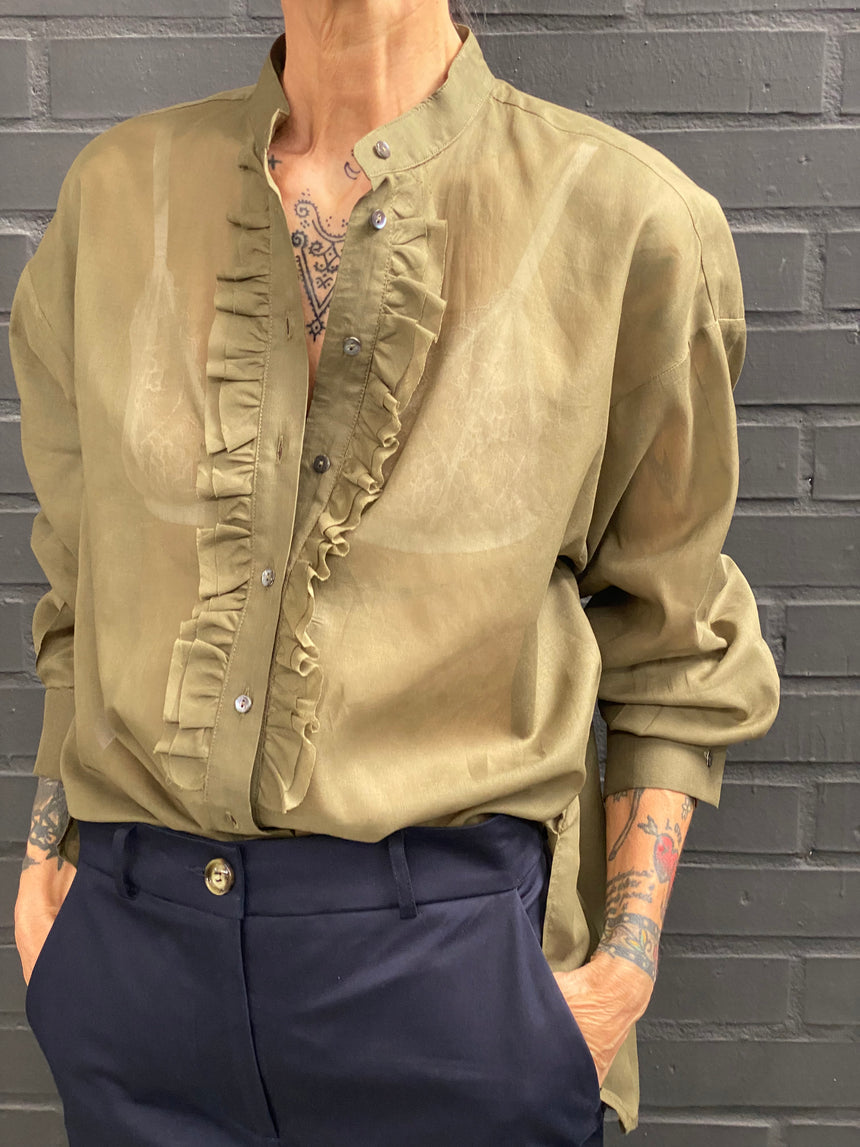 Camicia  in mussola con doppia frappa