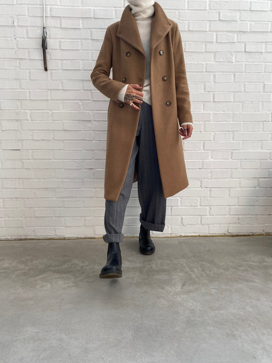 Double-breasted midi coat