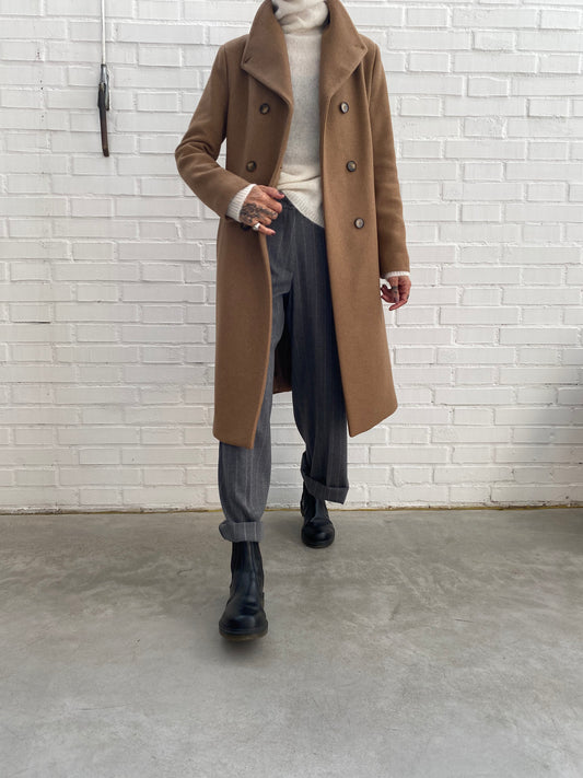 Double-breasted midi coat