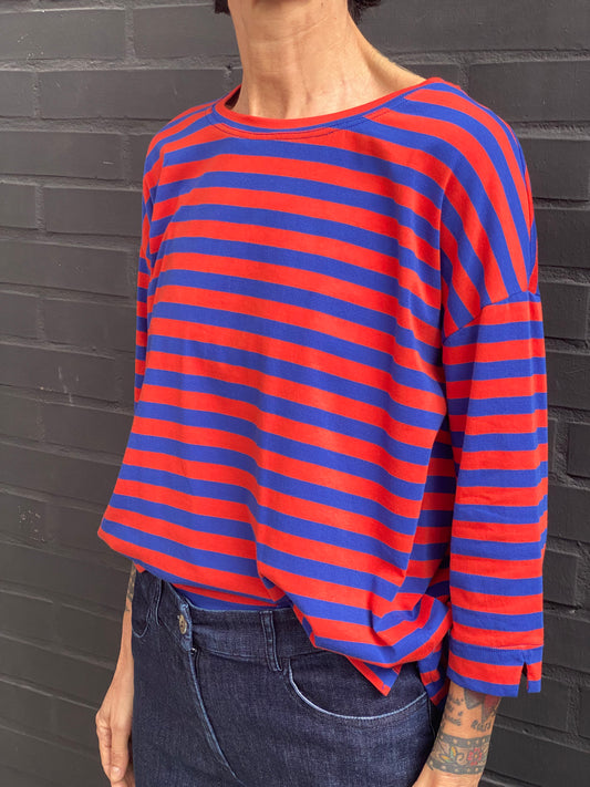 3/4 sleeve striped T-shirt