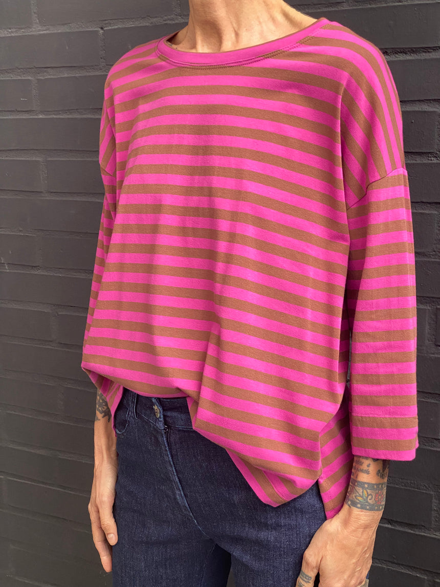 3/4 sleeve striped T-shirt