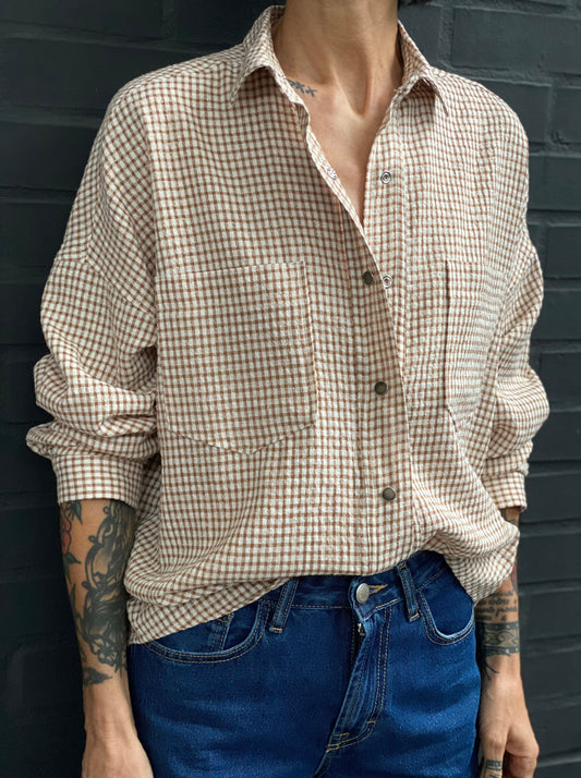 Gingham shirt with pockets